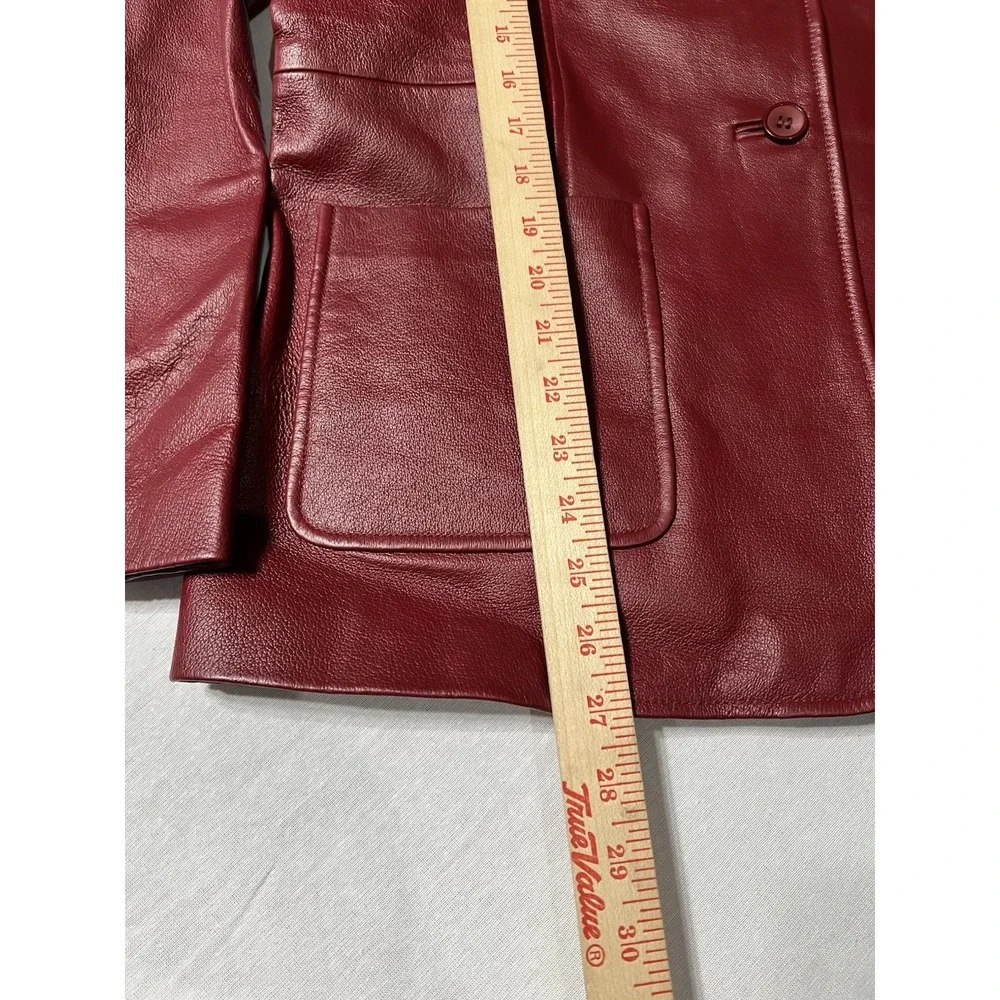 Vintage Y2K‎  MetroStyle Leather Blazer Sz 12 Oxblood Red Classic Mob Wife Lux